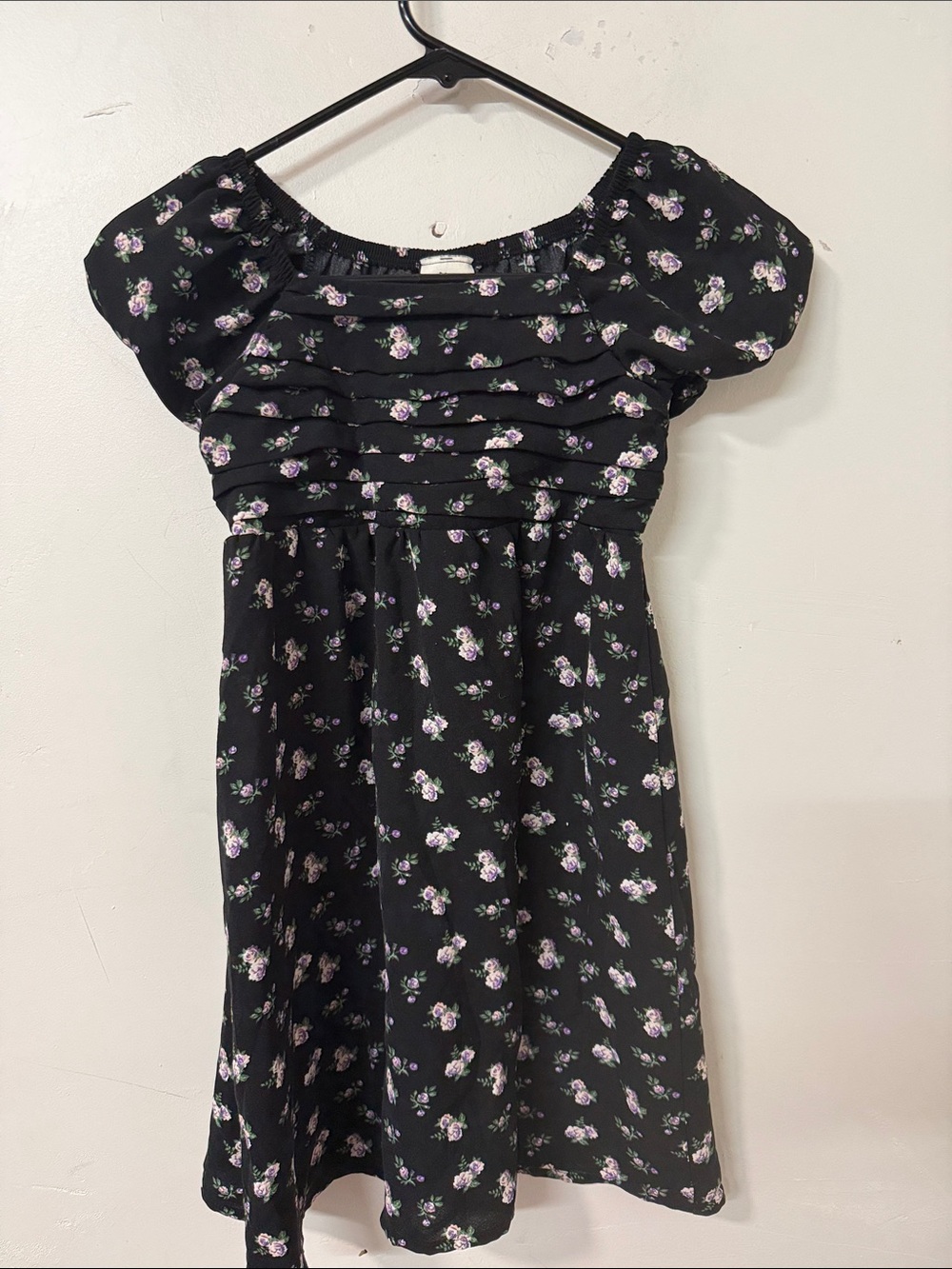 Lily Bleu Black Floral Puff Sleeve Dress